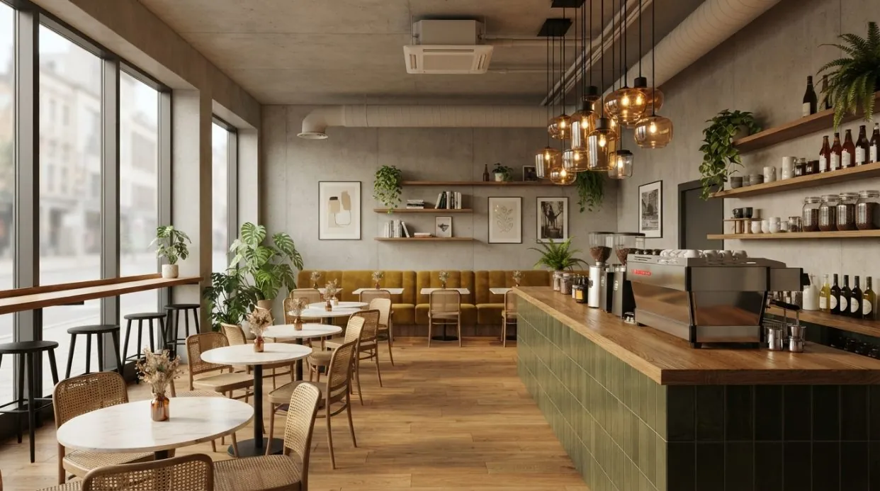 Urla İzmir'de kafe iç mekan tasarımı